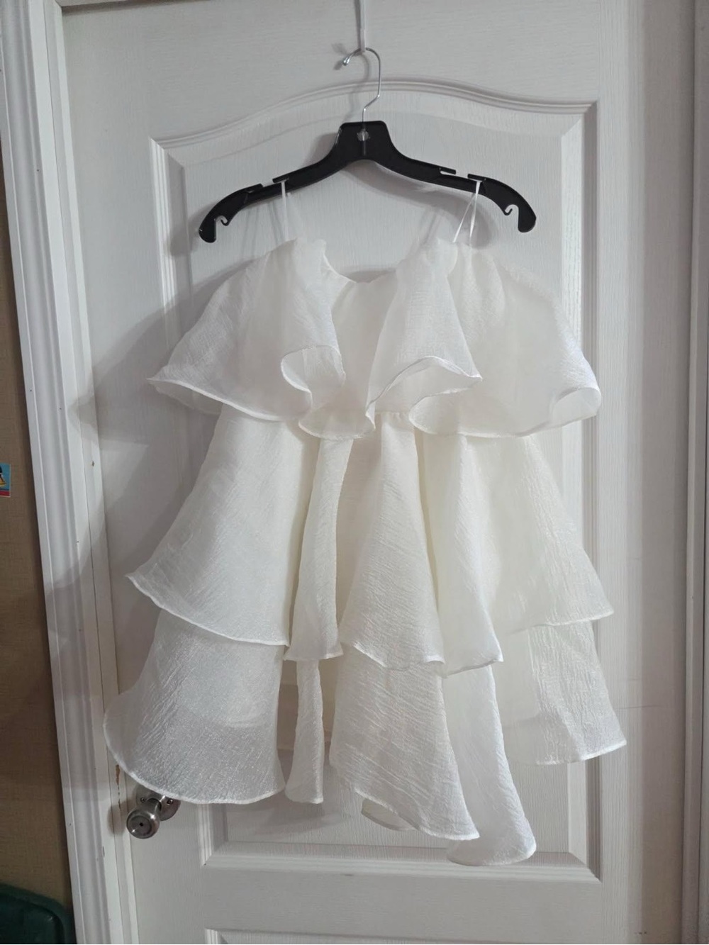 Kelsis White Tiered Ruffle Organza Babydoll Dress Sz M. JY-96